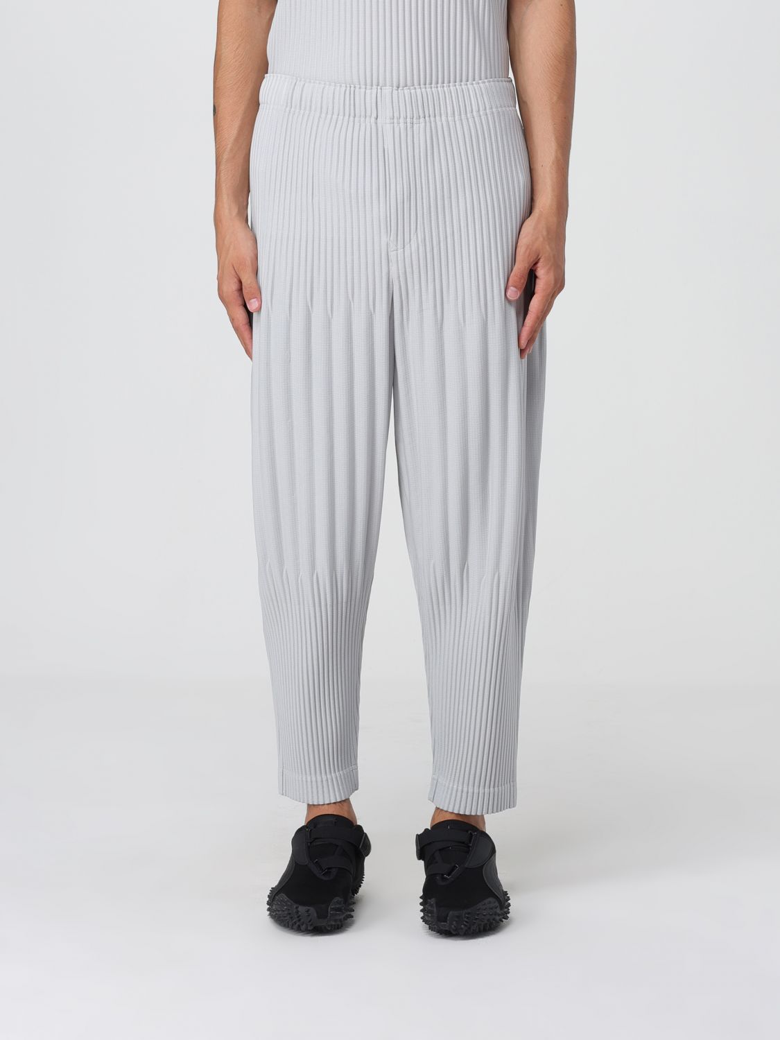Issey Miyake Grey Cropped Basics Trousers In Gray