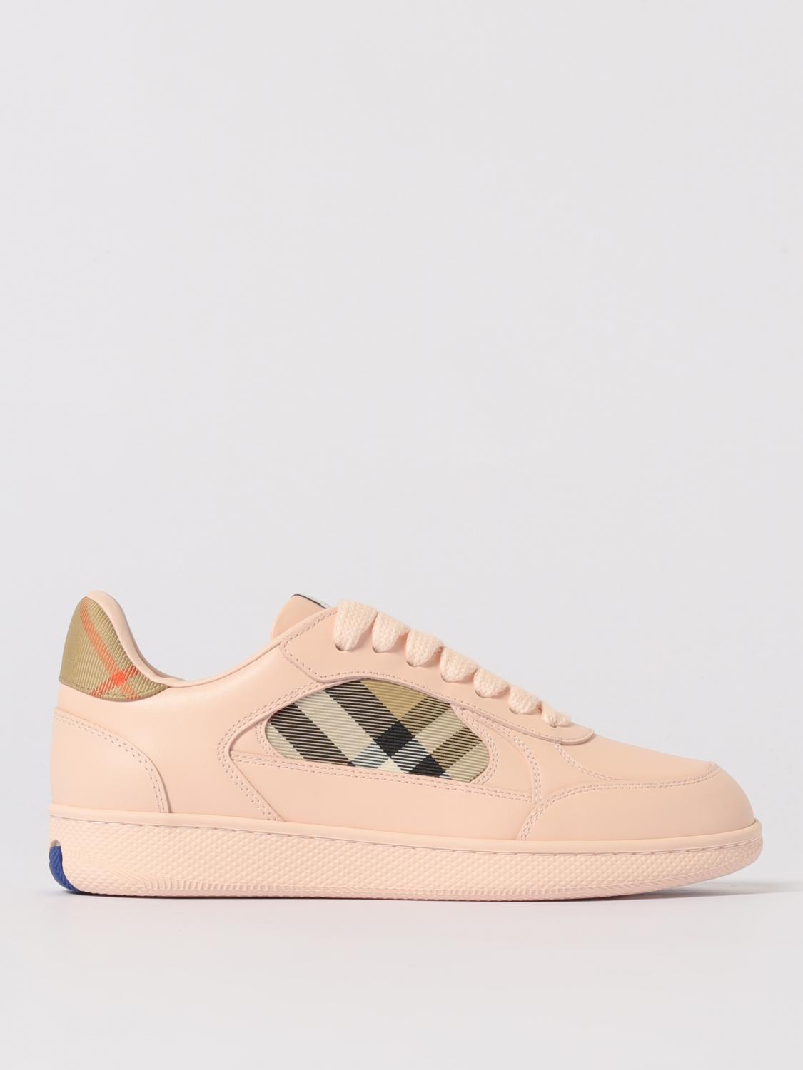 Burberry London Leather And Check Terrace Women S Sneakers In Pink