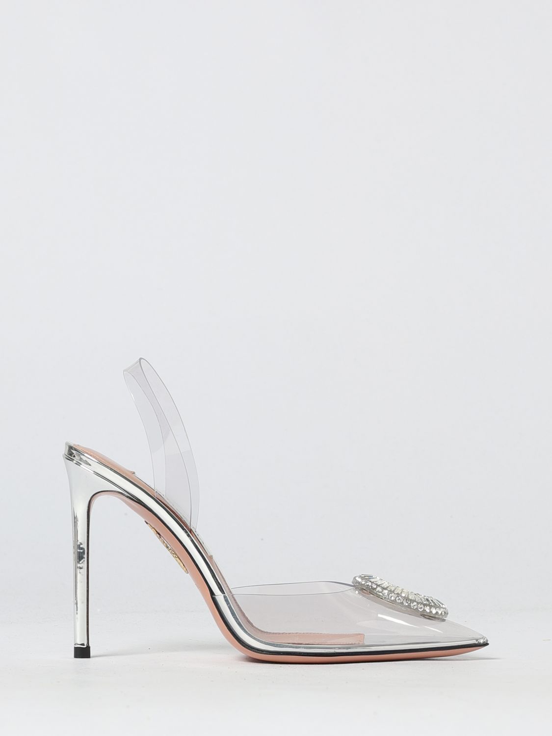 Aquazzura Crystal Embellished Pointed Toe Pumps In Silver