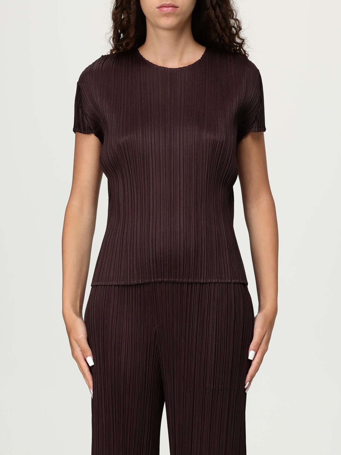 Issey Miyake Top Pleats Please Woman Color Brown In Brown