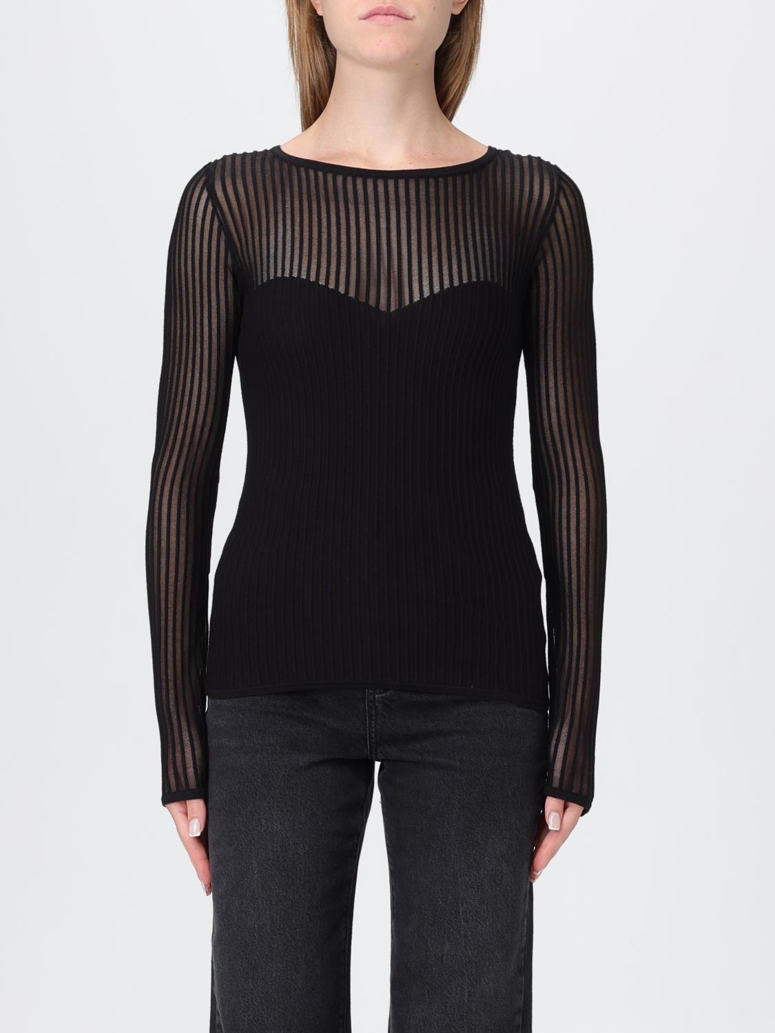 Patrizia Pepe Ribbed Transparent Knitwear In Black