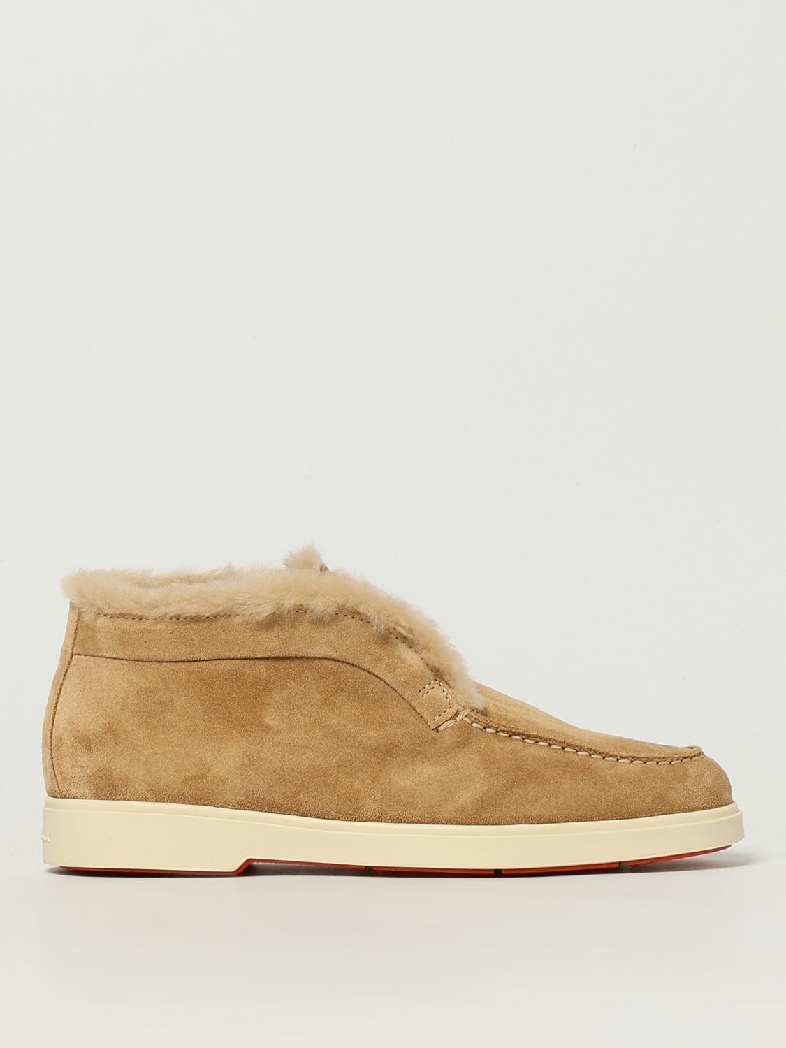 Santoni Round-toed Ankle Boots In Brown