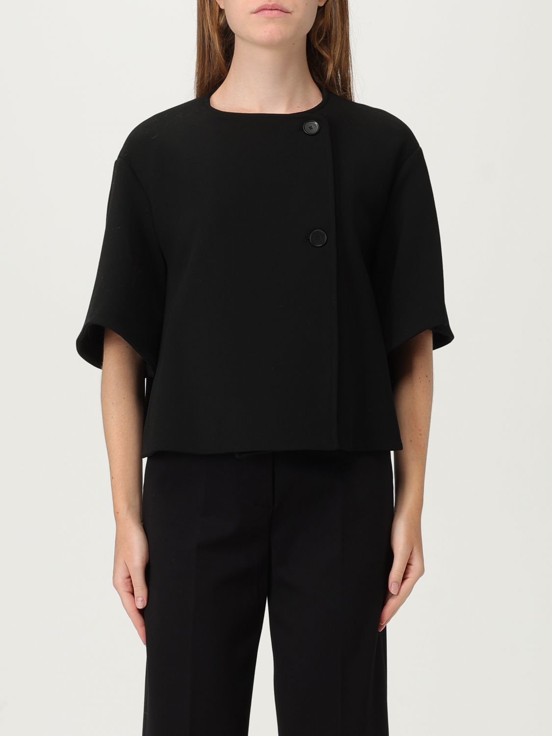 Liviana Conti Wendy Button Short-sleeve Jacket In Black