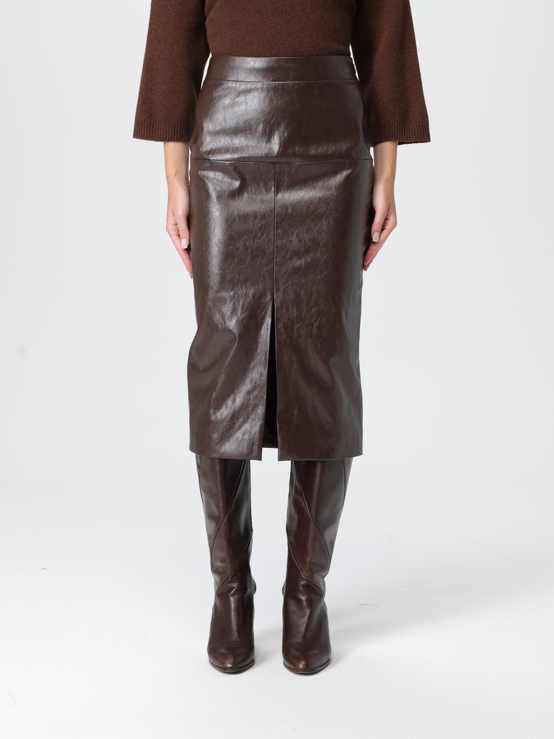 Federica Tosi Gonna Longuette Pelle Metallo Skirts Brown In Brown