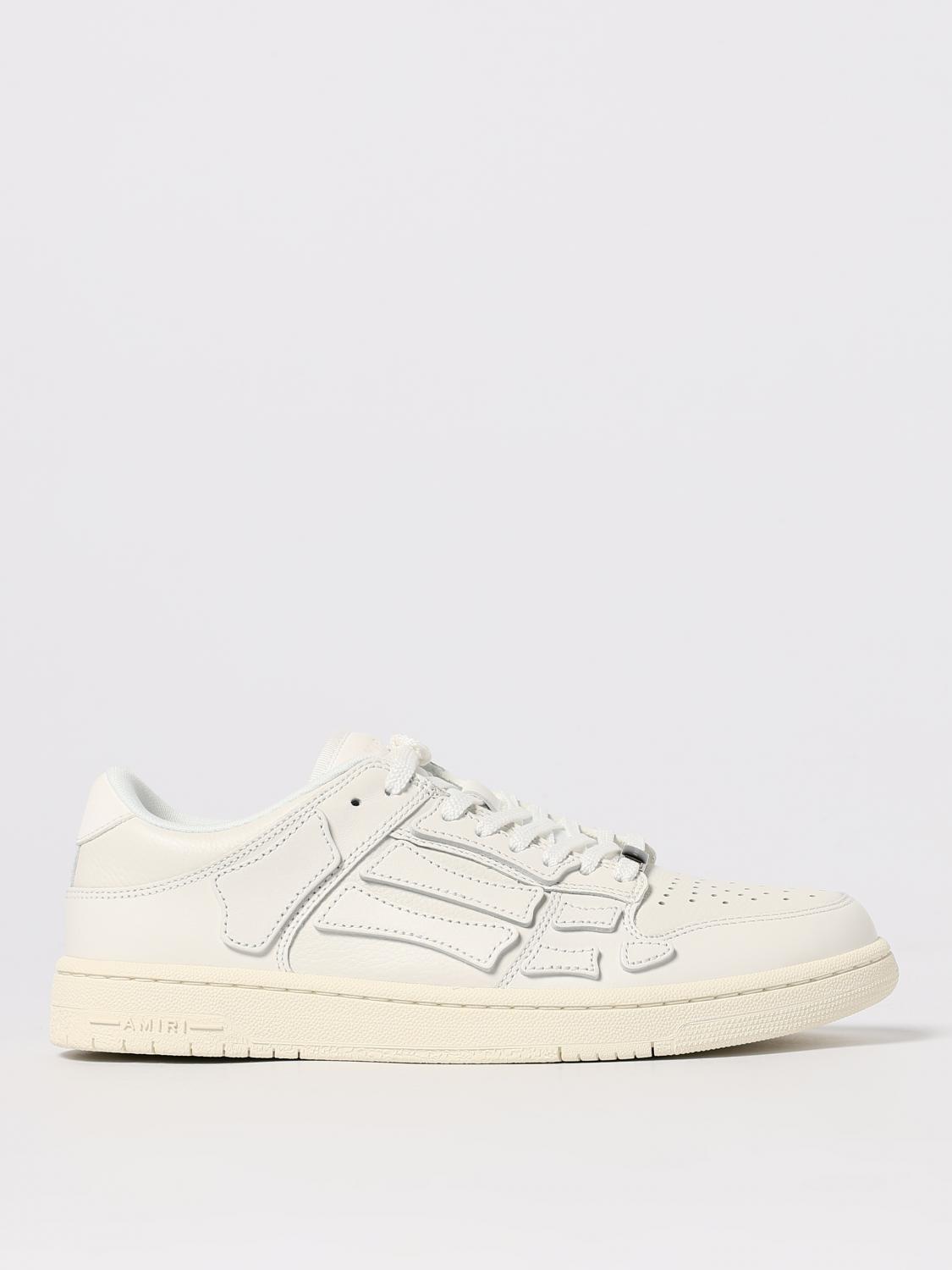 Amiri Two-tone Leather Skel Sneakers With Textured Finish In White