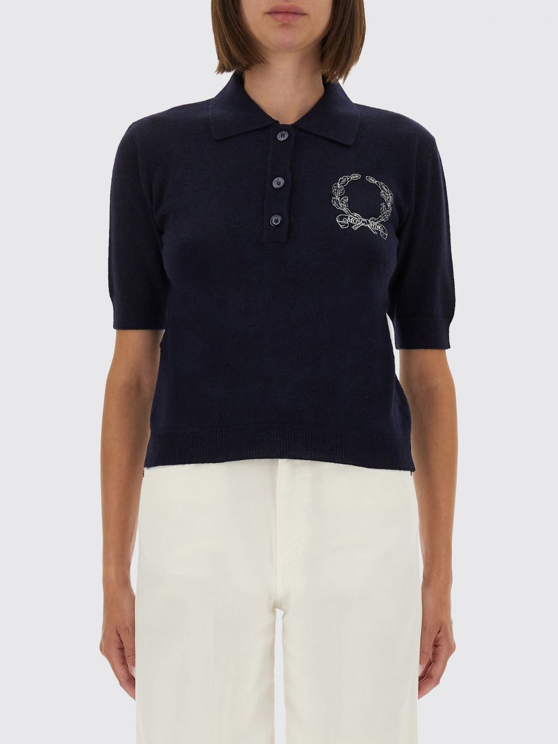 Moschino Polo Shirt  Couture Woman Color Blue In Brown