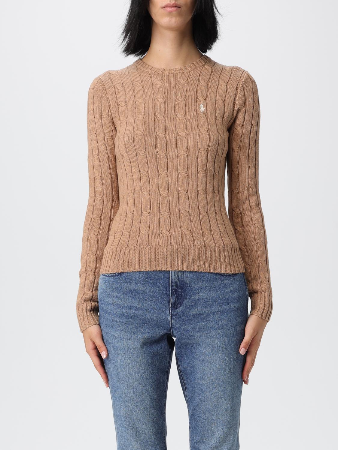Polo Ralph Lauren Cable Wool And Cashmere Crewneck Jumper In Brown