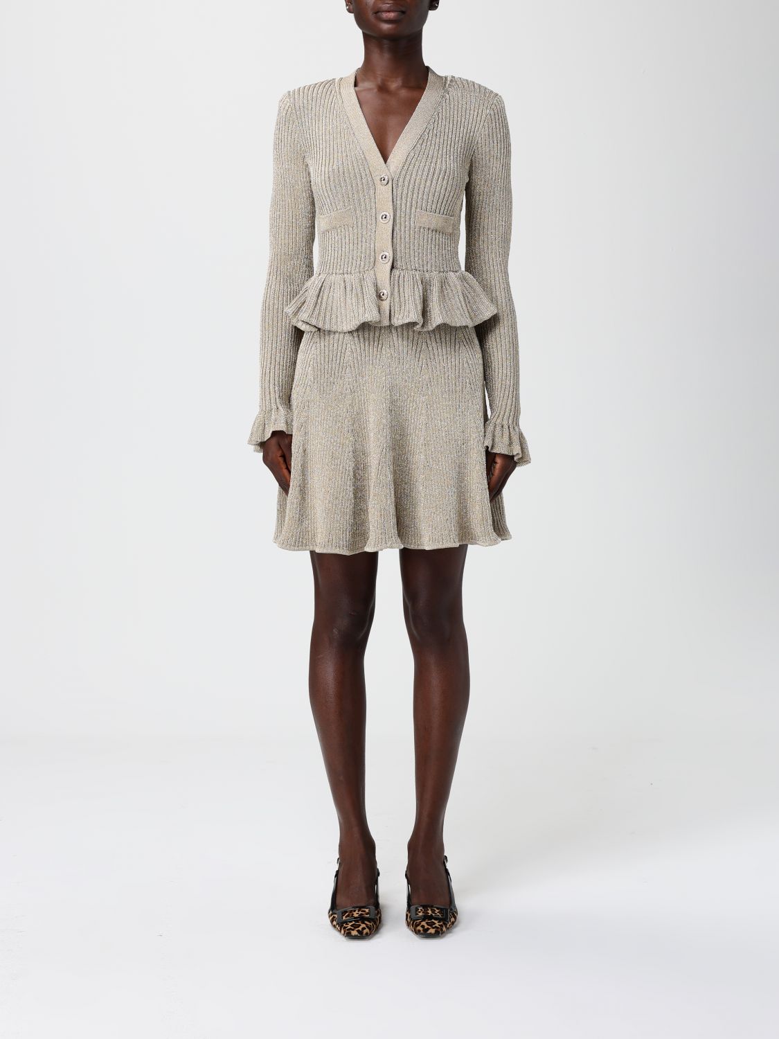 Self-portrait Dress Woman Color Brown In Brown