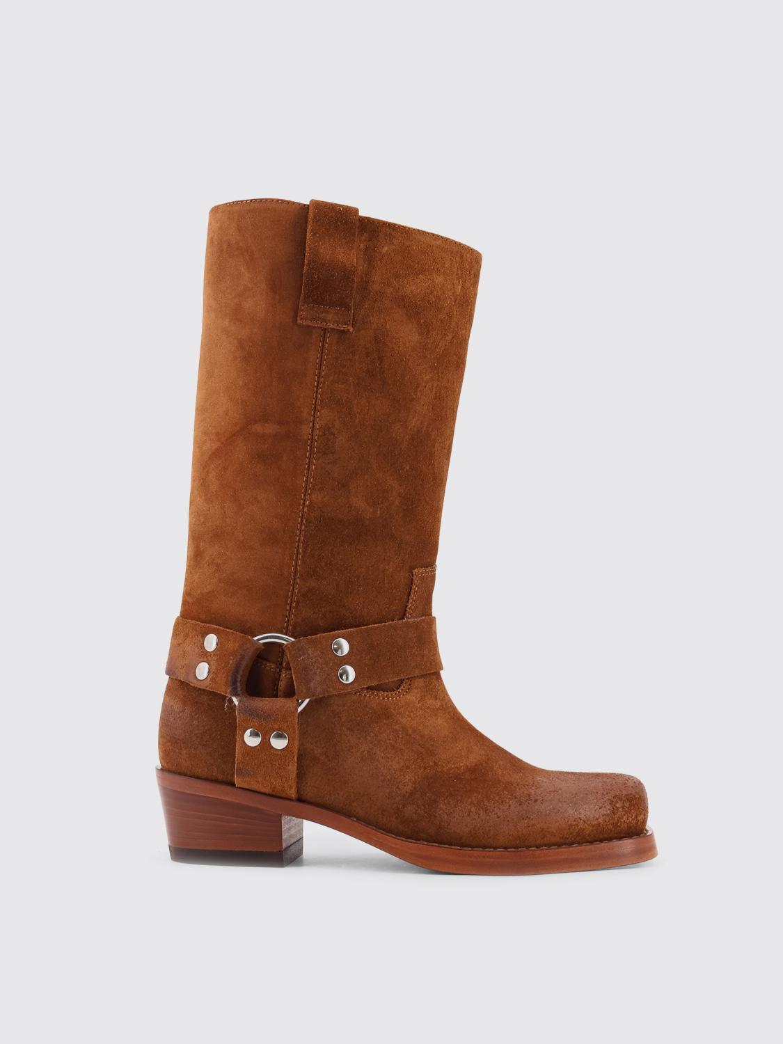 Paris Texas Waxed Suede Mid-calf Boots With Squared Toe In Orange
