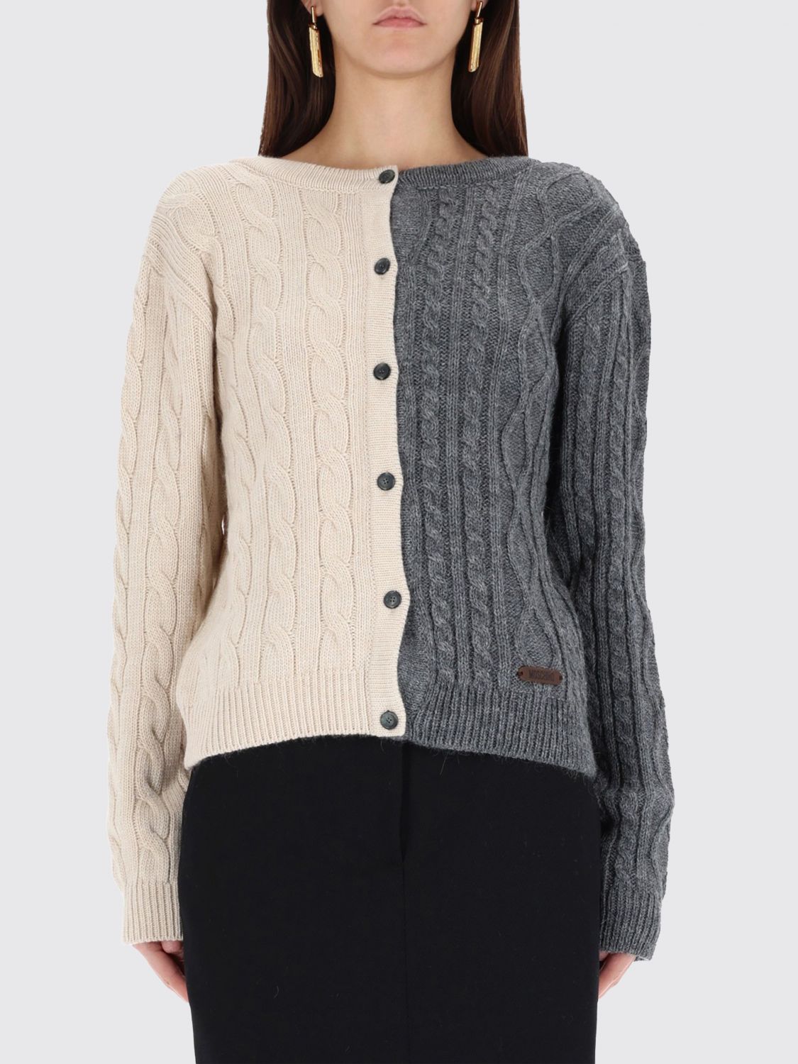 Moschino Two-tone Cardigan In Gray
