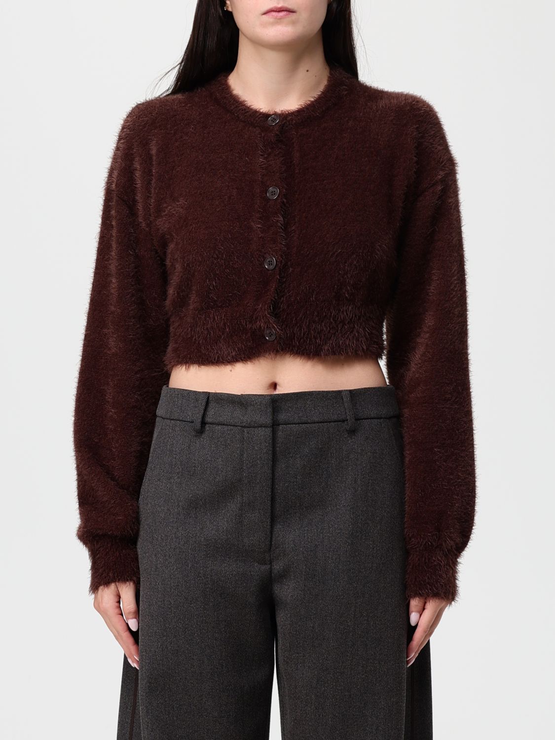 Moschino Cardigan Jeans Woman Color Brown In Brown