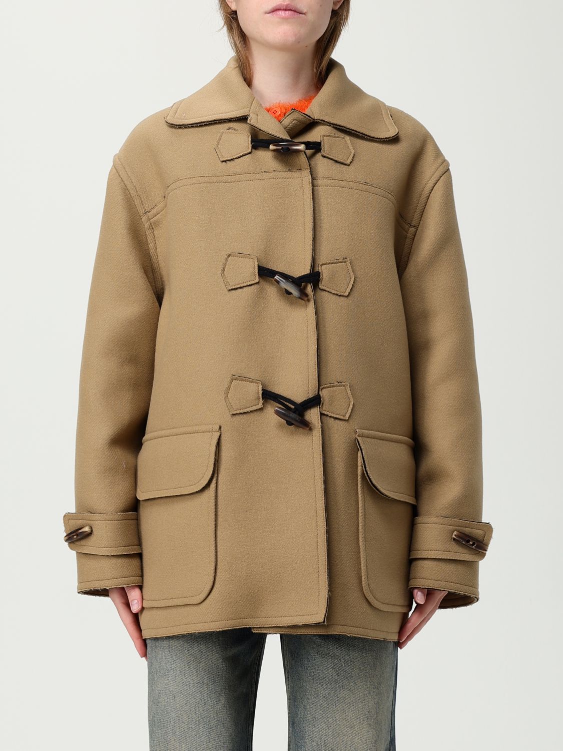 Moschino Classic Duffle Jacket With Toggle Closures In Brown