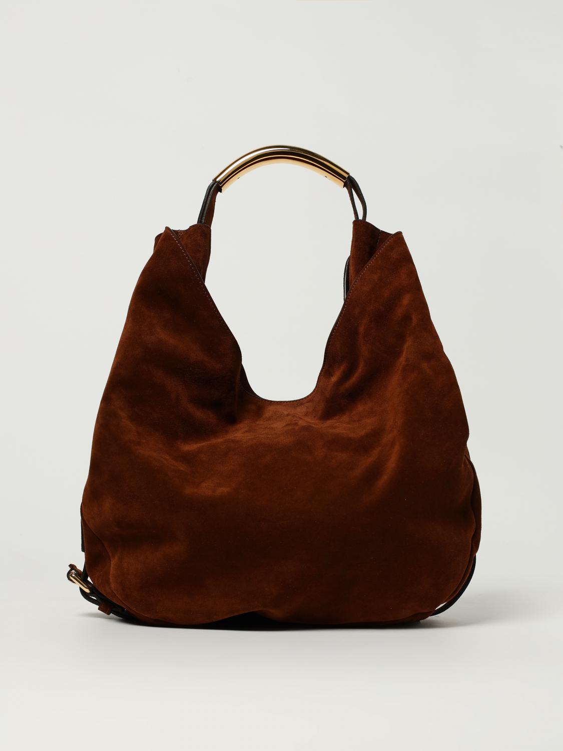 Moschino Handle Me Suede Hobo Bag In Brown