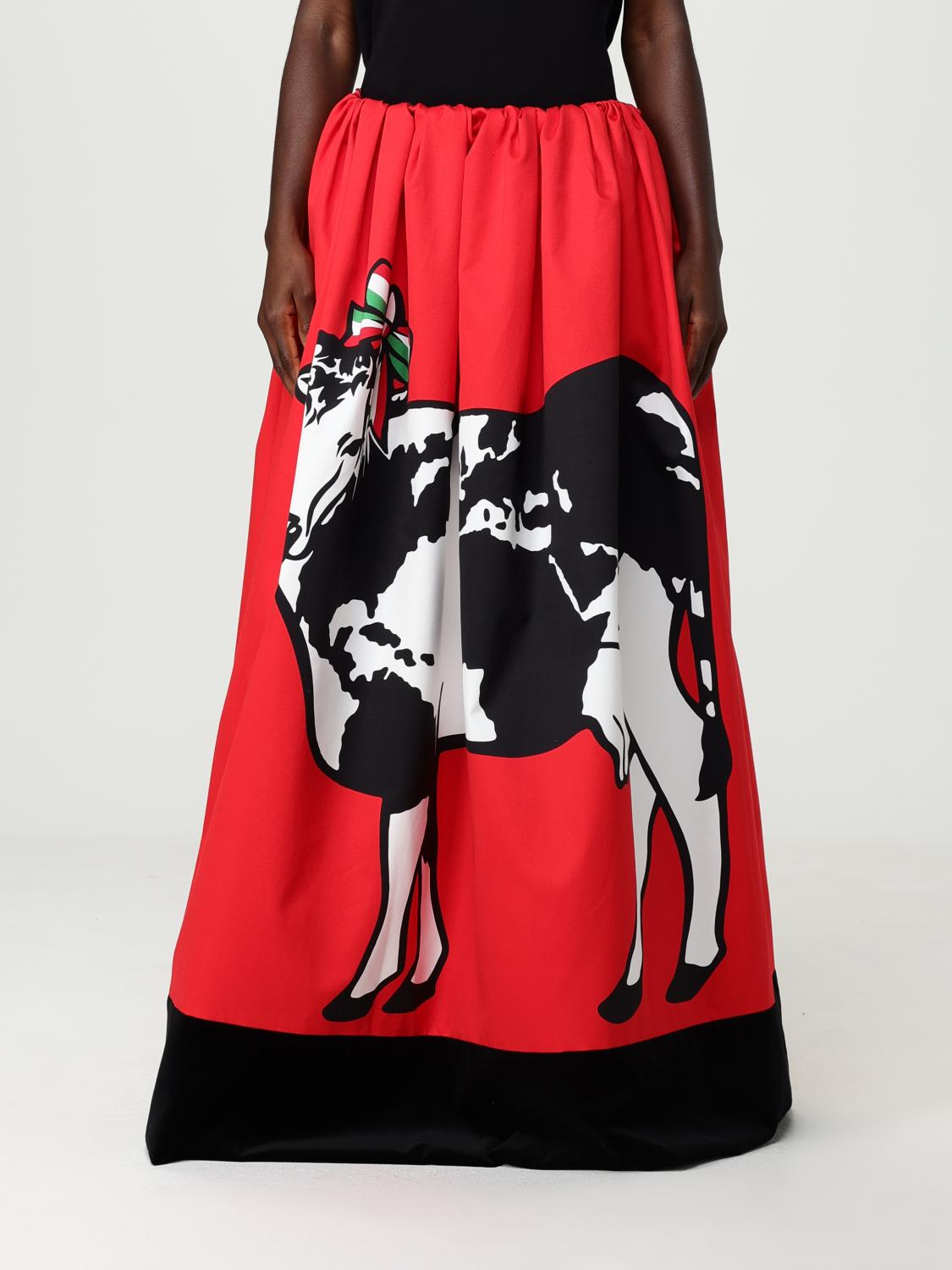 Moschino Graphic-print Maxi Skirt In Red