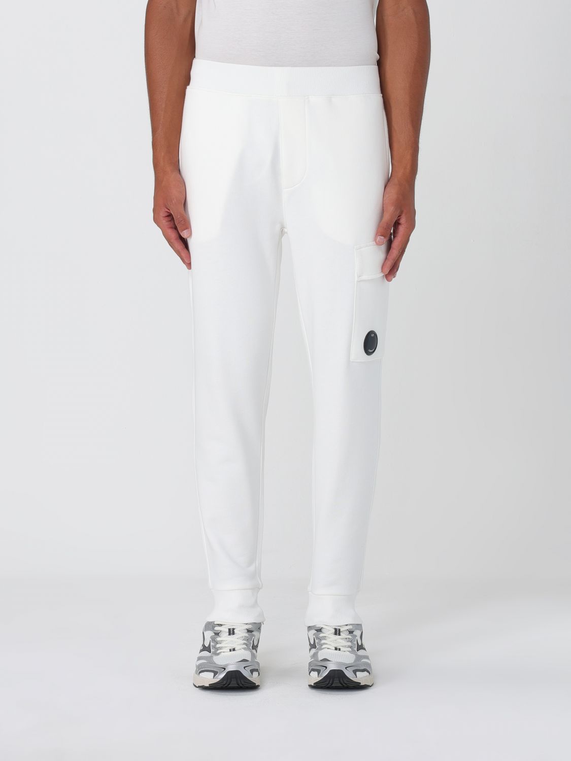 C.p. Company Sweatpants Cargo Pant In Diagonal Raised Fleece In White