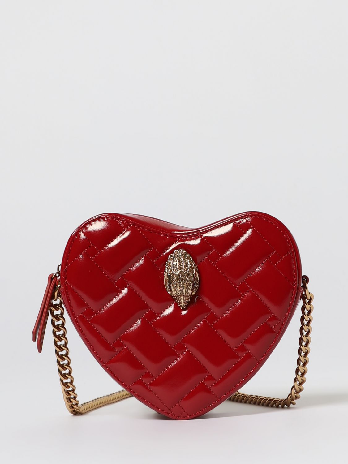 Kurt Geiger Mini Heart-shape Quilted Shoulder Bag In Red