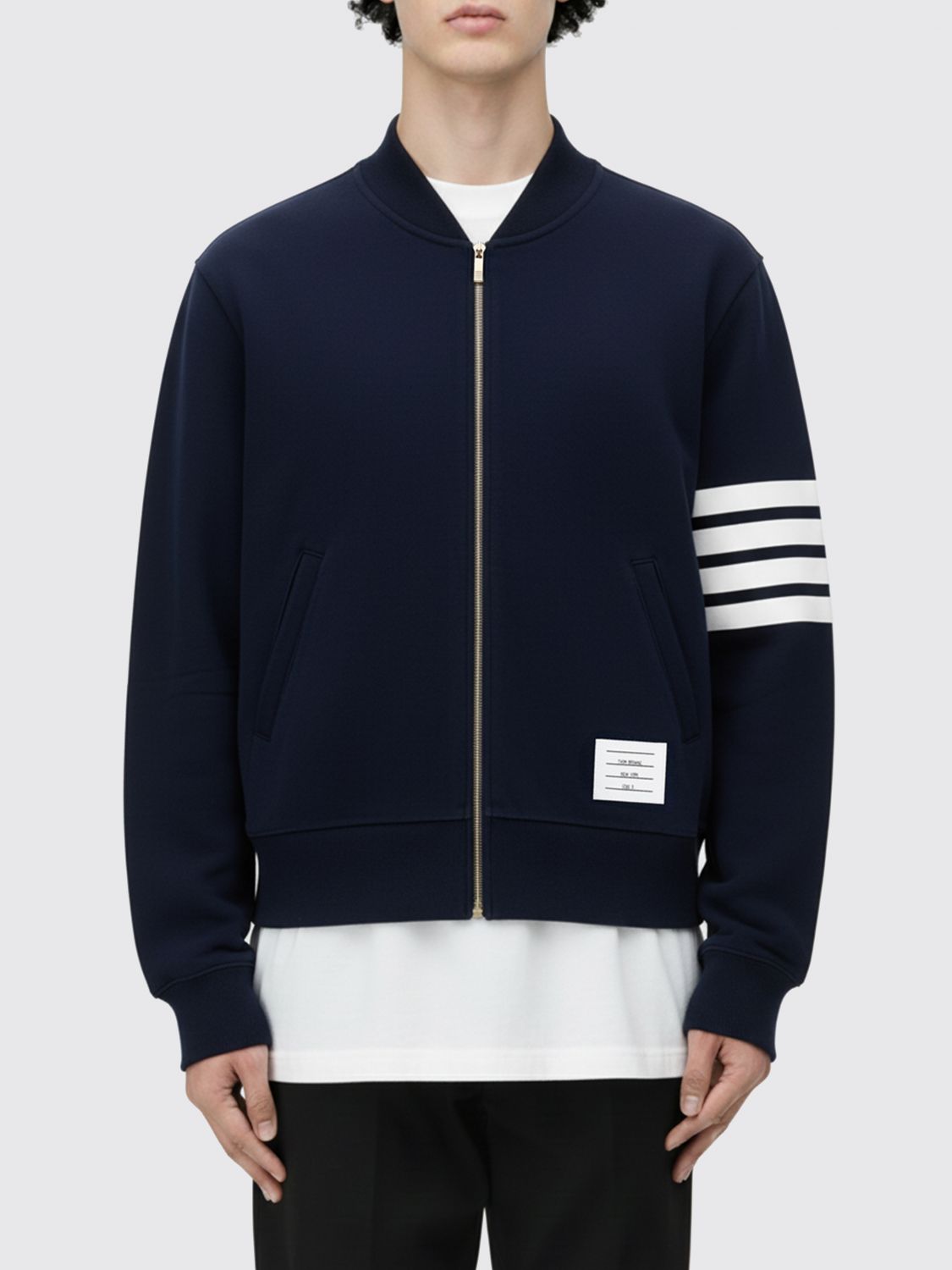Thom Browne Zip-up Sweatshirt In Blue