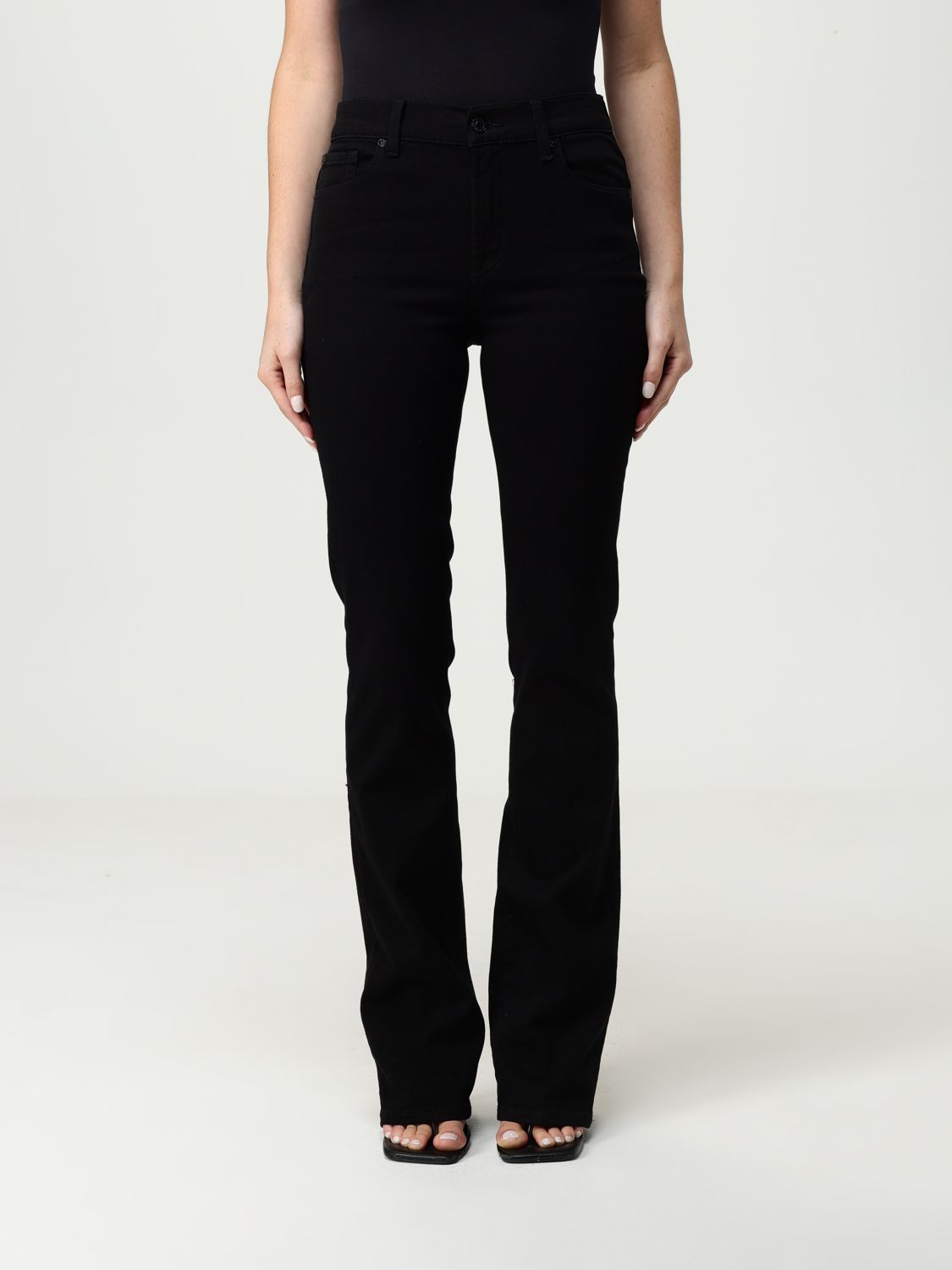 7 For All Mankind Jeans  Woman Color Denim In Black