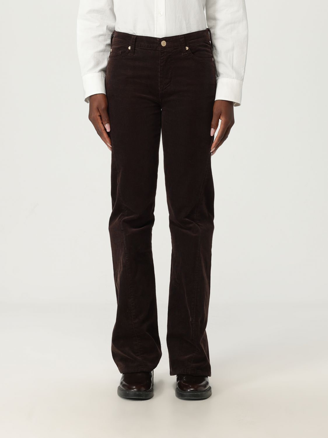 7 For All Mankind Jeans Woman Color Brown In Black