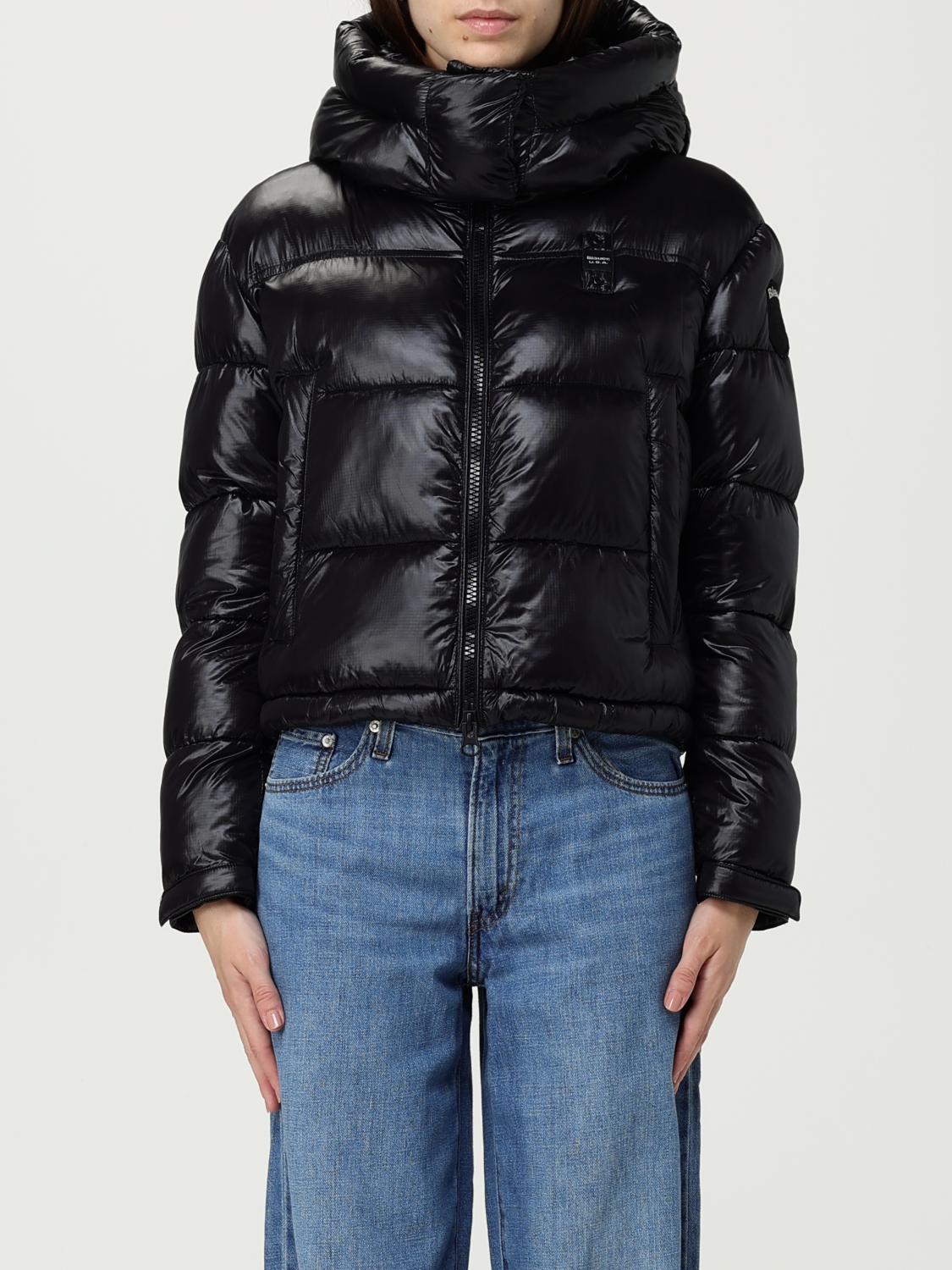 Blauer Quilted Down Jacket With Integrated Hood And Padded Texture In Black