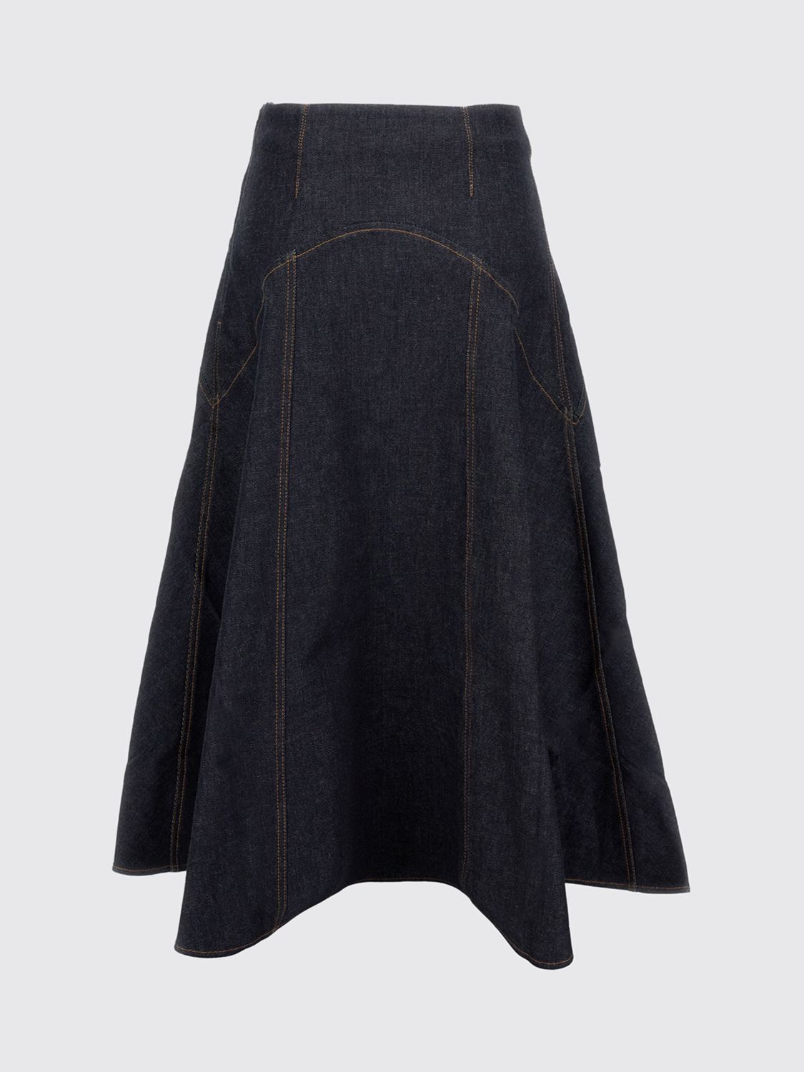 Jacquemus Triangle De-nîmes Embroidered Denim Midi Skirt In Blue