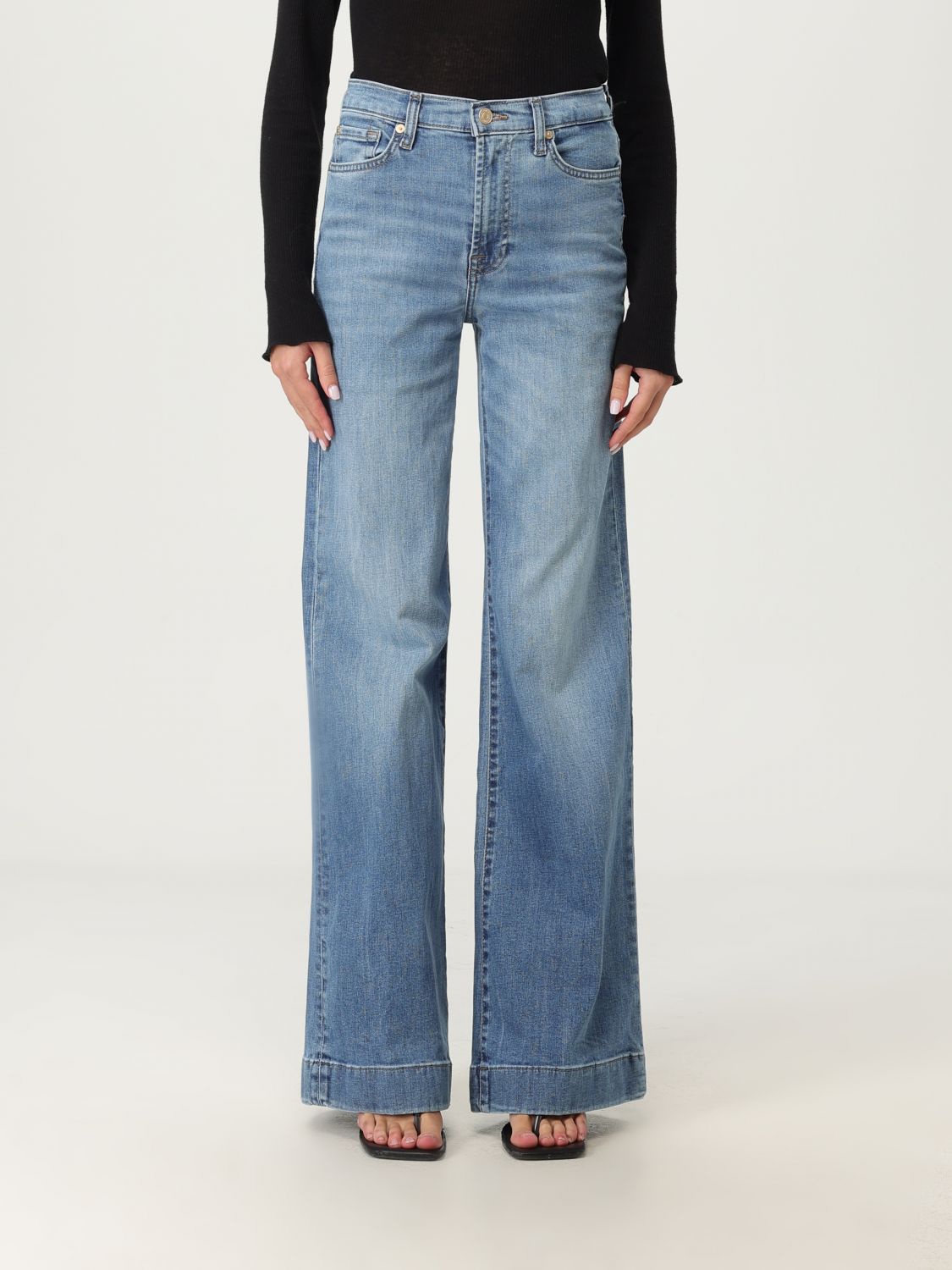 7 For All Mankind Jeans Woman Color Green In Blue