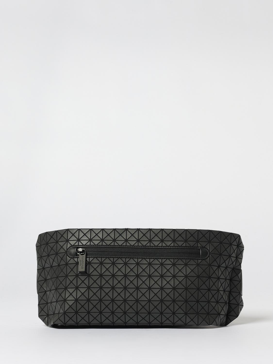 Bao Bao Issey Miyake Geometric Design Leather Shoulder Bag With Textured Surface In Black