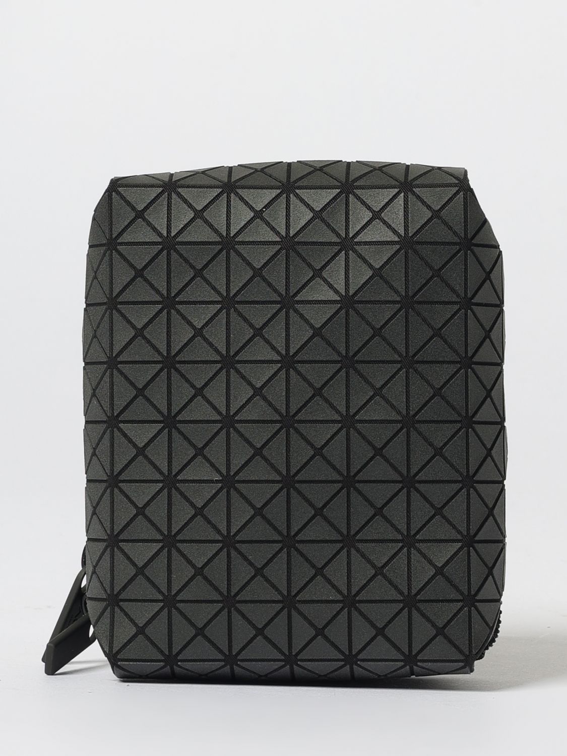 Bao Bao Issey Miyake Geometric Texture Leather Shoulder Bag With Zip Closure In Black
