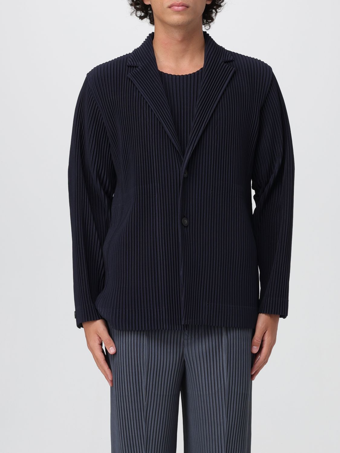 Issey Miyake Coat Homme Plisse'  Men Color Blue In Blue