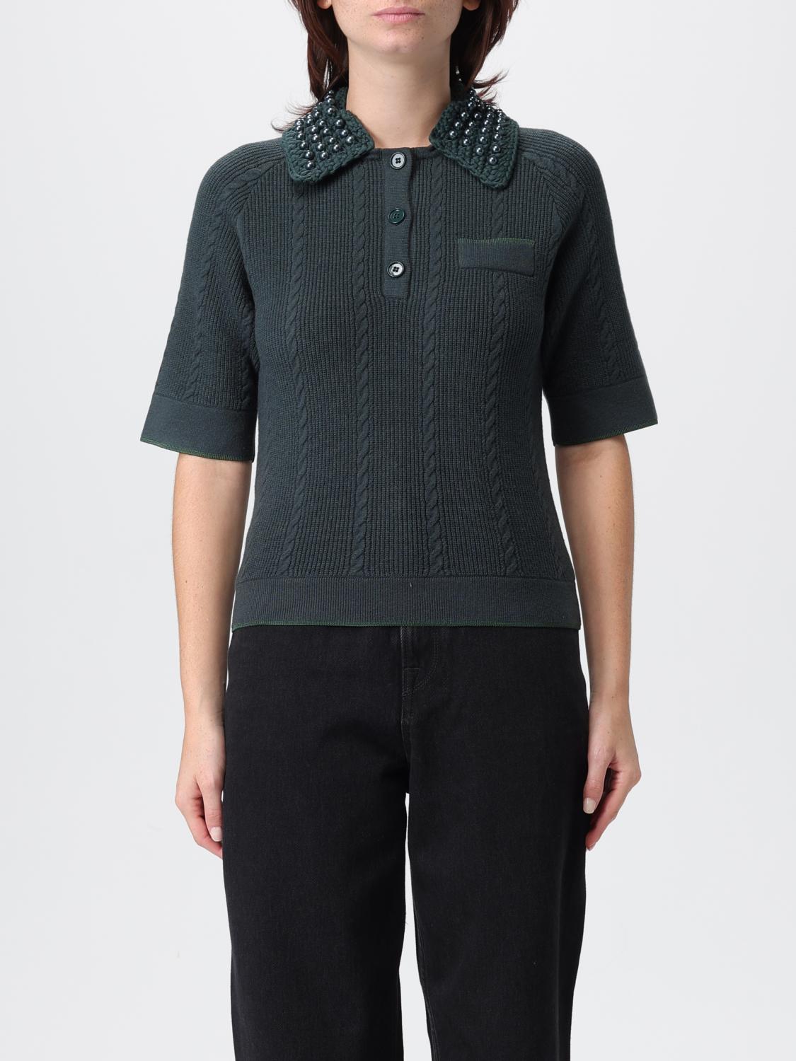 Pinko Polo-style Sweater With Pearls In Blue