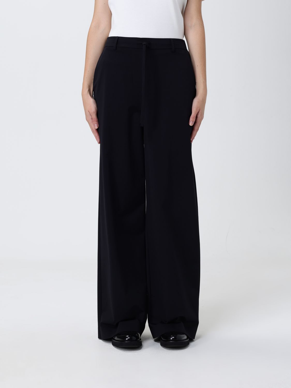 Mm Max Mara Pants  Woman Color Black In Animal Print