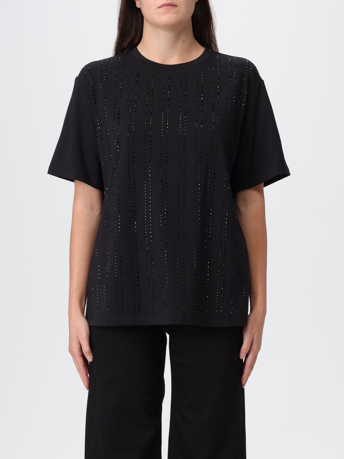 Liu •jo T-shirt With Rhinestones In Black