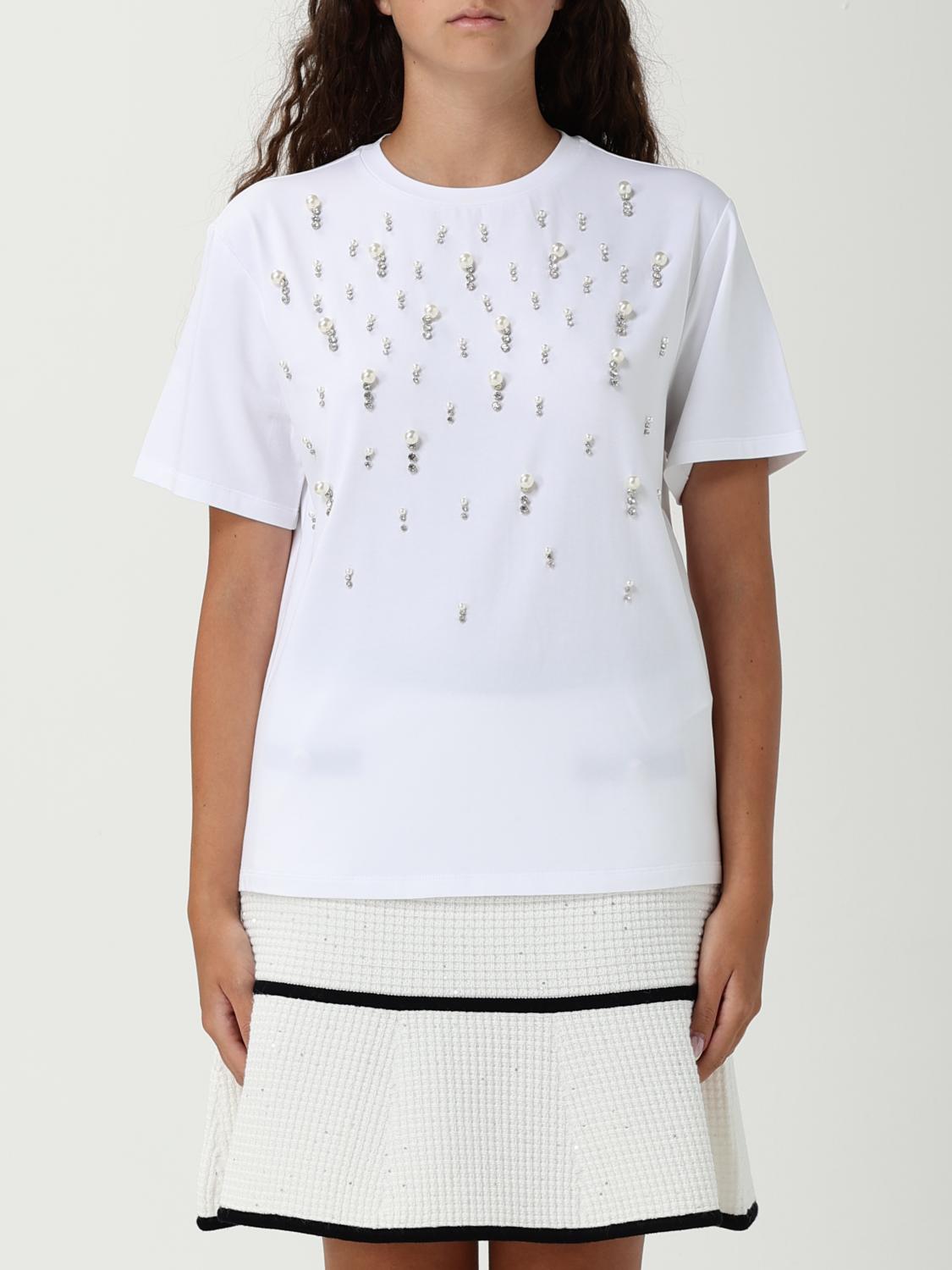 Liu •jo T-shirt With Pearls And Rhinestones In White