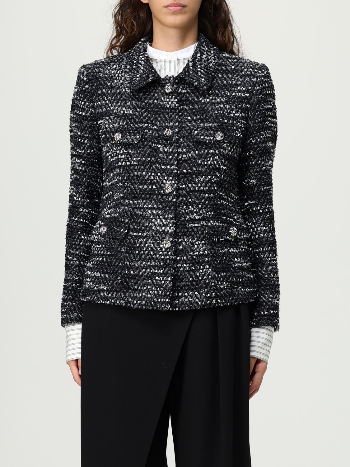 Tagliatore Tweed Jacket In Black