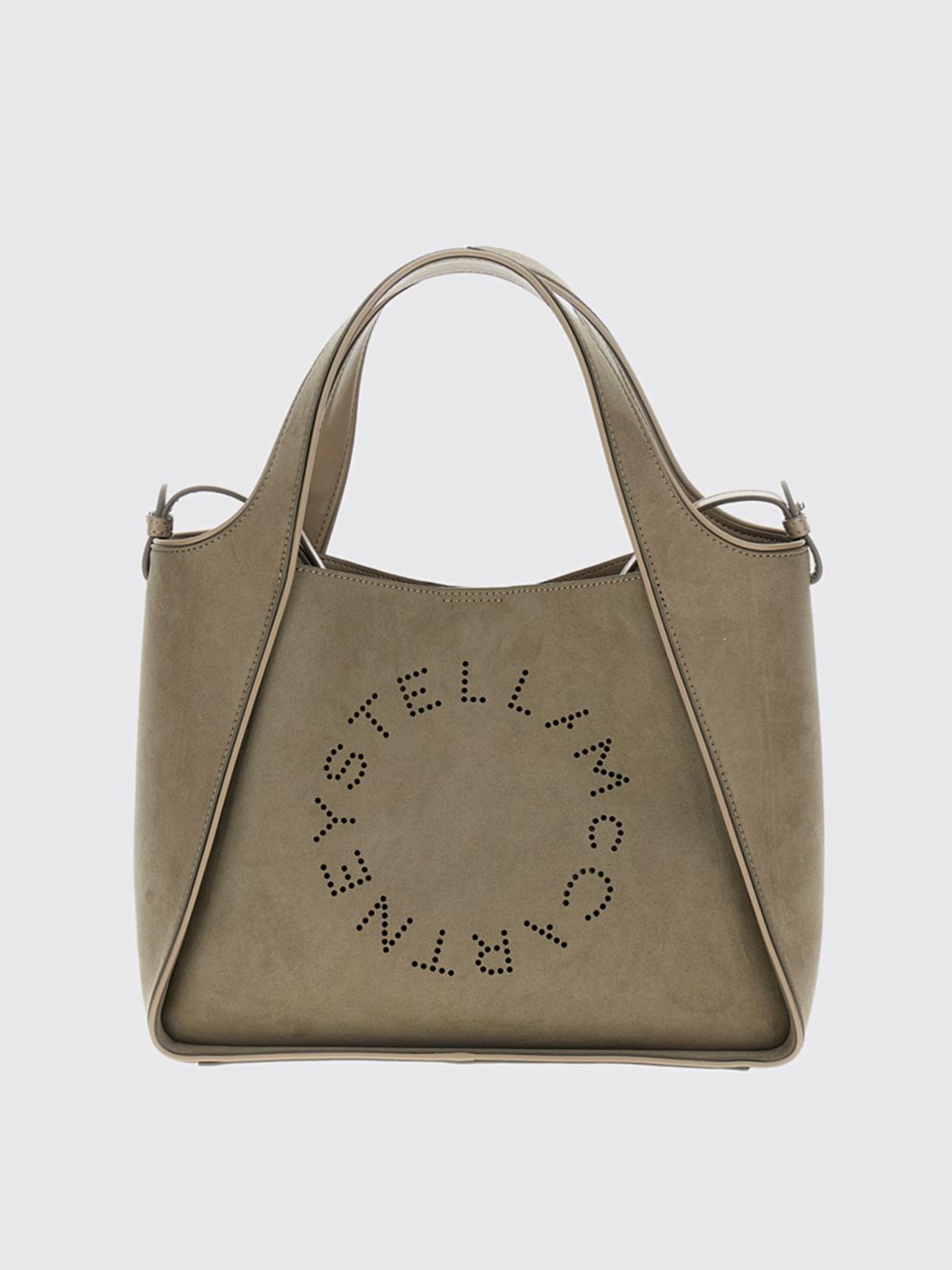 Stella Mccartney Logo Tote Bag Crossbody Structured Silhouette In Green