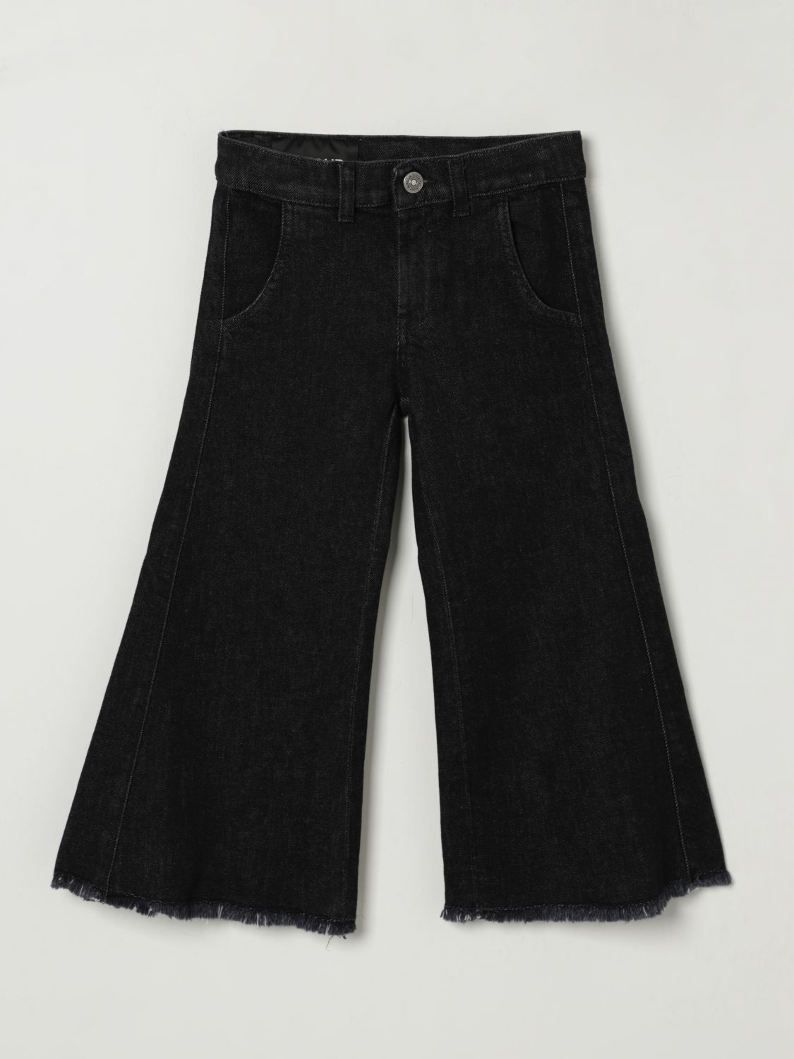Dondup Frayed-hem Flared Trousers In Black