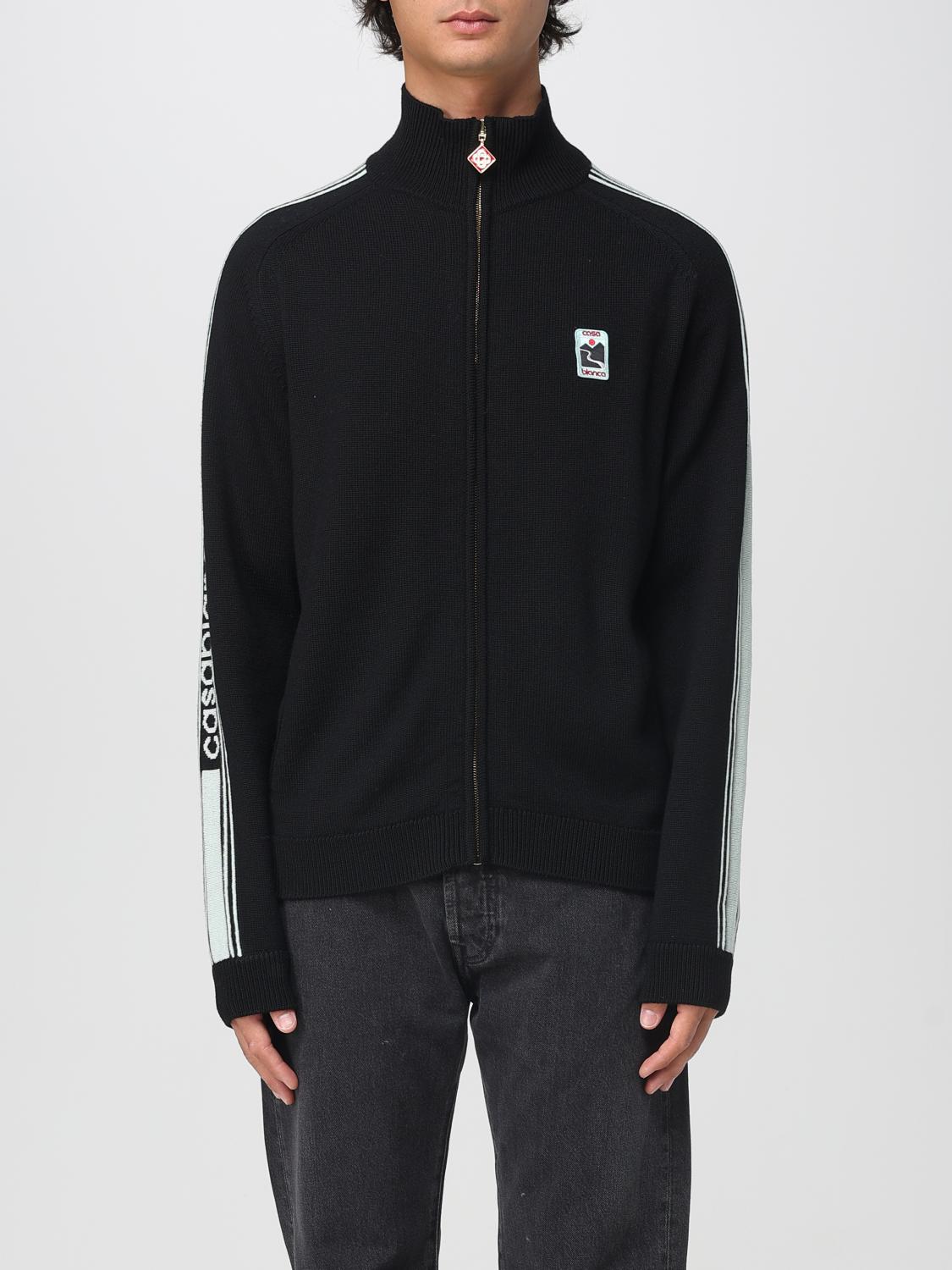 Casablanca Men Black High Neck Sweatshirt With Logo Patch On The Front In Wool Man In Black