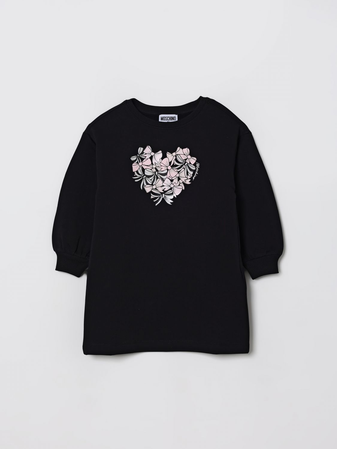 Abito in cotone con stampa fiocchi Moschino