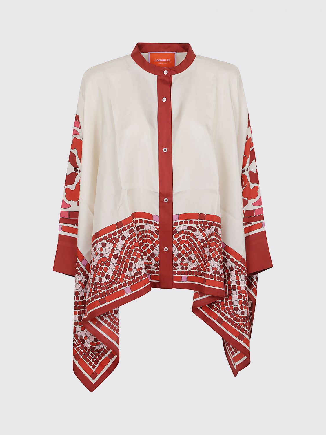 La Doublej La Double J Silk Foulard Shirt With Patternssilhouette In Multi