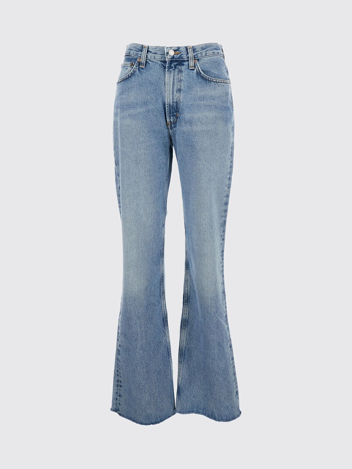 Agolde Light Blue Denim Leena Jeans In Blue