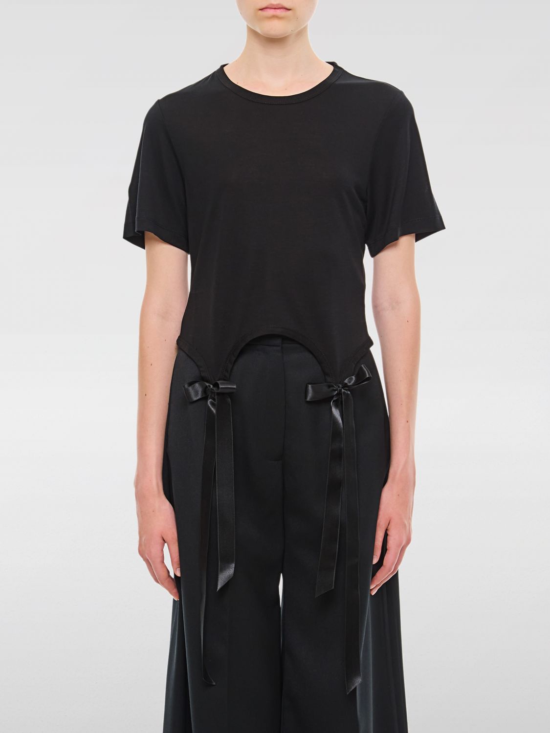 Simone Rocha Easy T-shirt W/ Bow Tails In Black