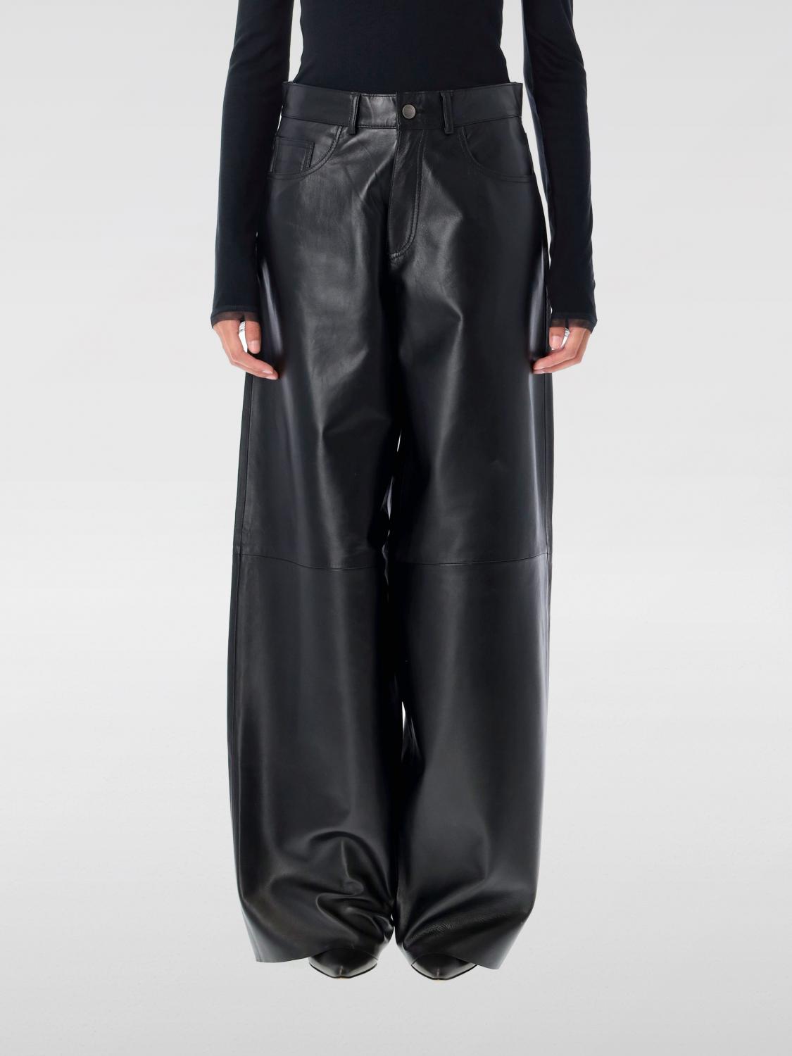 Haikure Bethany Black Five-pocket Trousers With Belt Loops In Leather Woman In Black