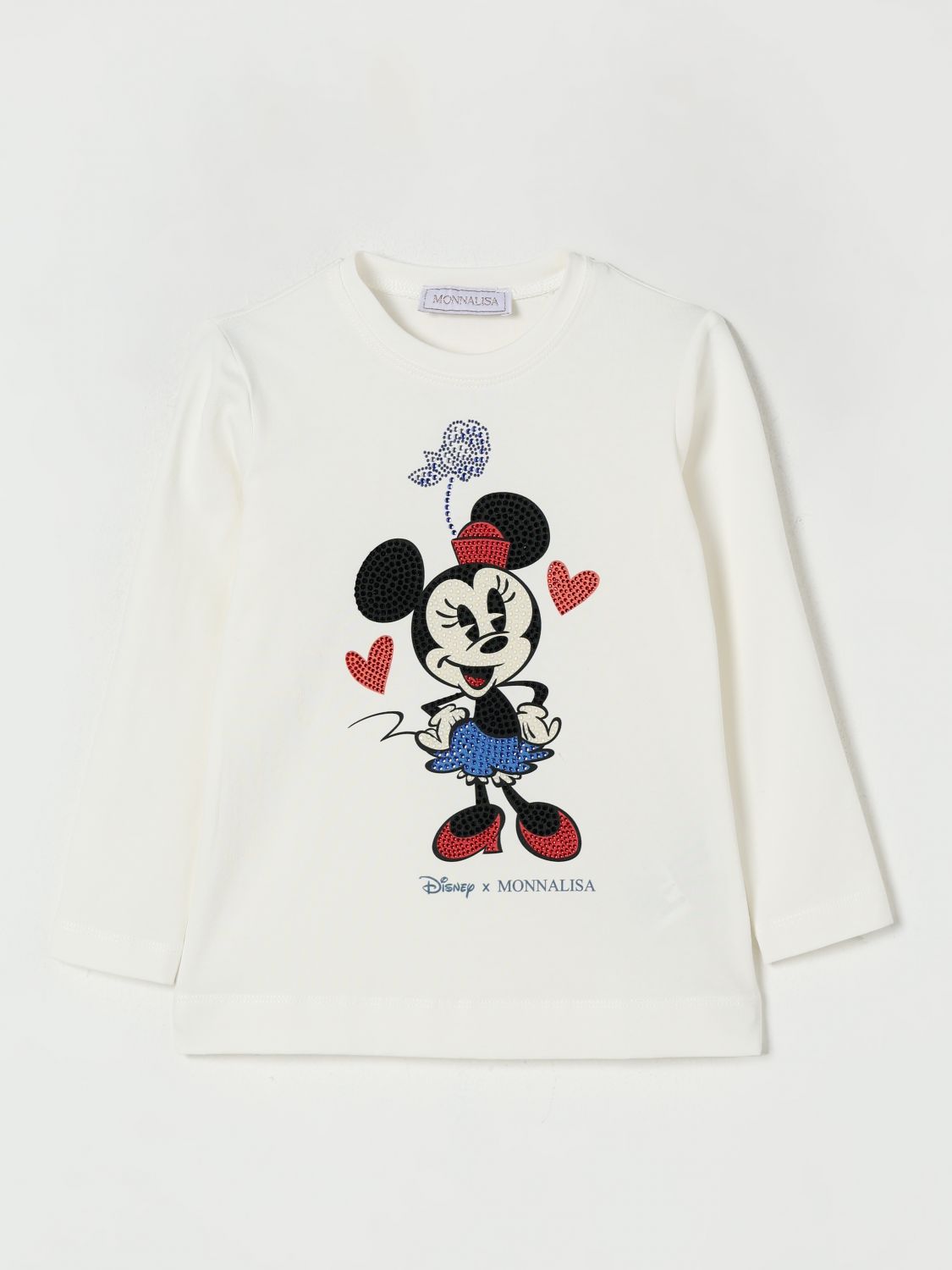 Monnalisa X Disney Minnie Mouse Graphic Long-sleeve Top In White
