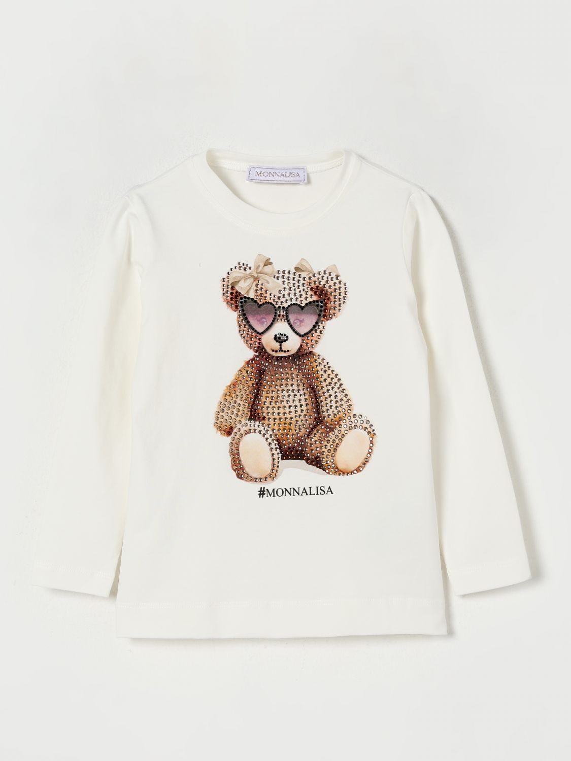 Monnalisa Embellished Cotton-blend T-shirt In Yellow