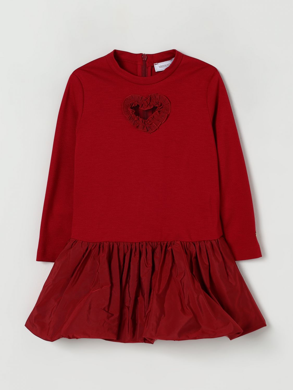 Monnalisa Balloon Dress With Heart Detail In Red