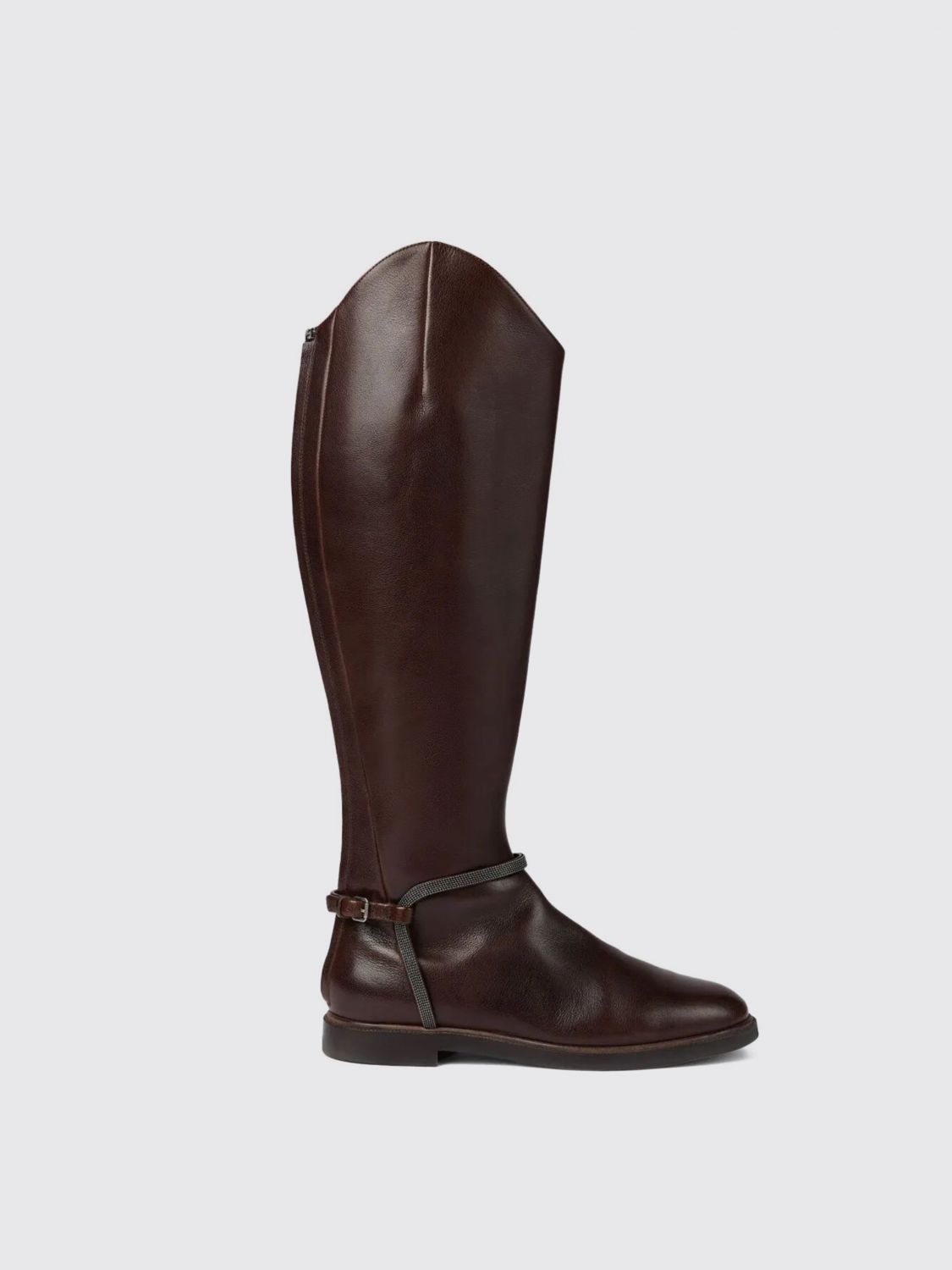 Brunello Cucinelli Equestrian-style Leather Boot In Brown