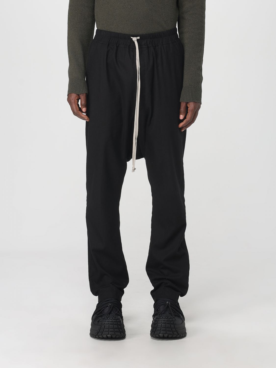 Rick Owens Cropped Drop-crotch High Waist Trousers In Black
