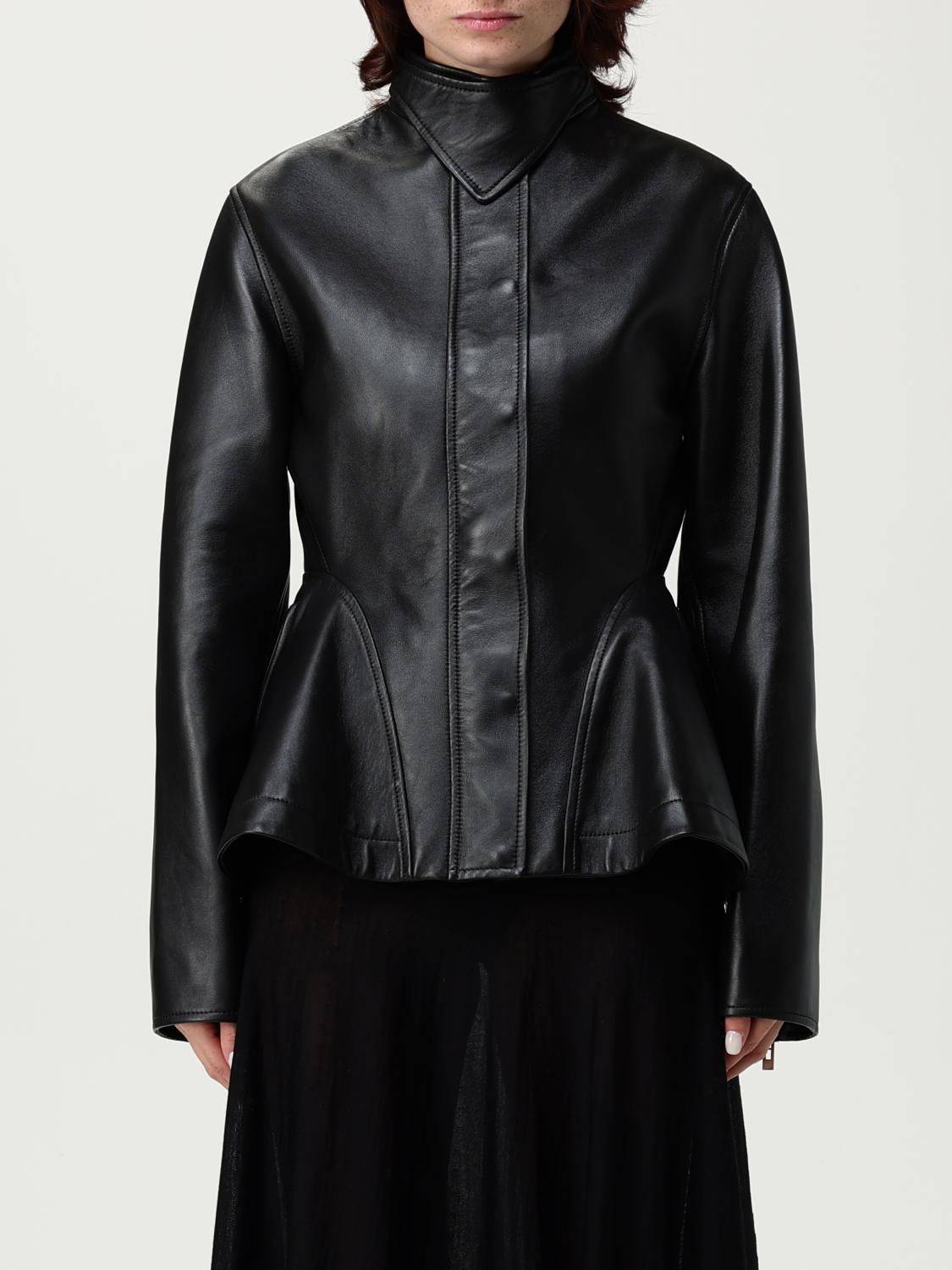 Alaïa Womens Noir Alaia Peplum Band-collar Leather Jacket In Black