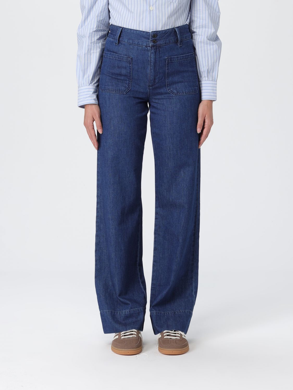 Apc Pants A. P.c. Woman Color Indigo In Purple