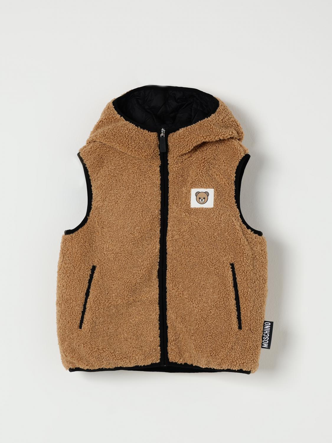 Moschino Teddy Bear Sherling Vest In Brown